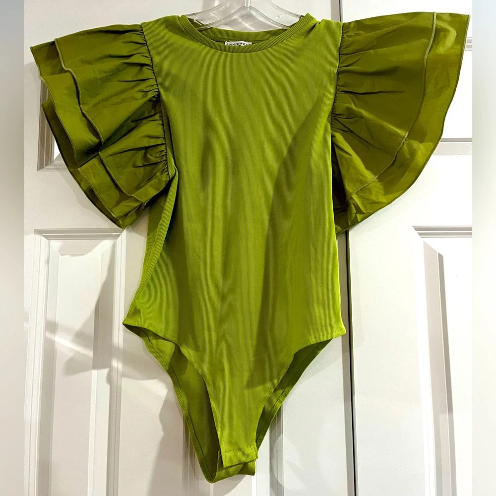 Annie Green Ruffled Sleeve Bodysuit - Picture 1 of 6